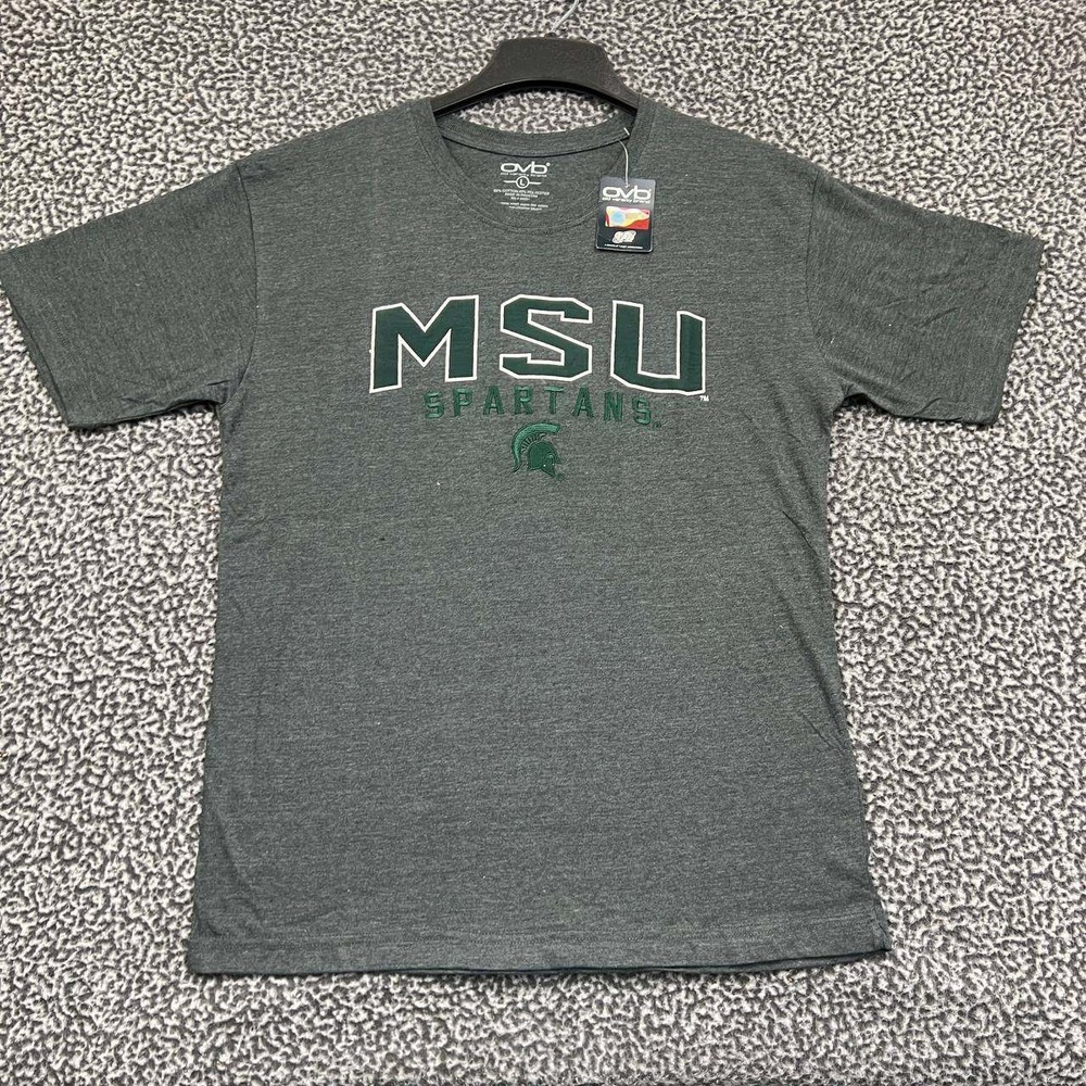 Michigan State Spartans Shirt Men Large Gray OVB Short‎ Sleeve New L